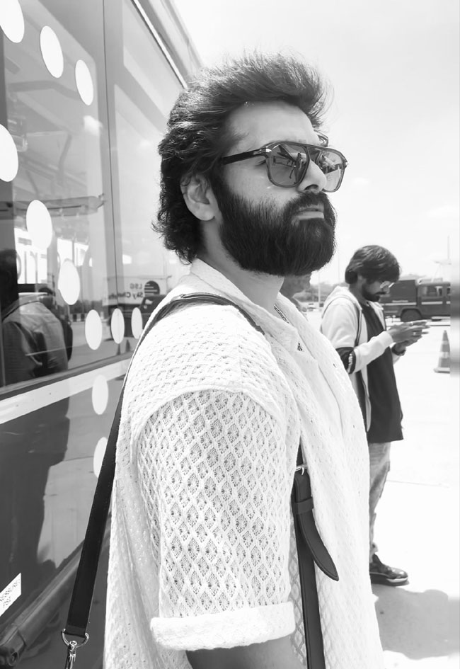 Latest Clicks Of RAPO And Sree Leela From Mysore Airport